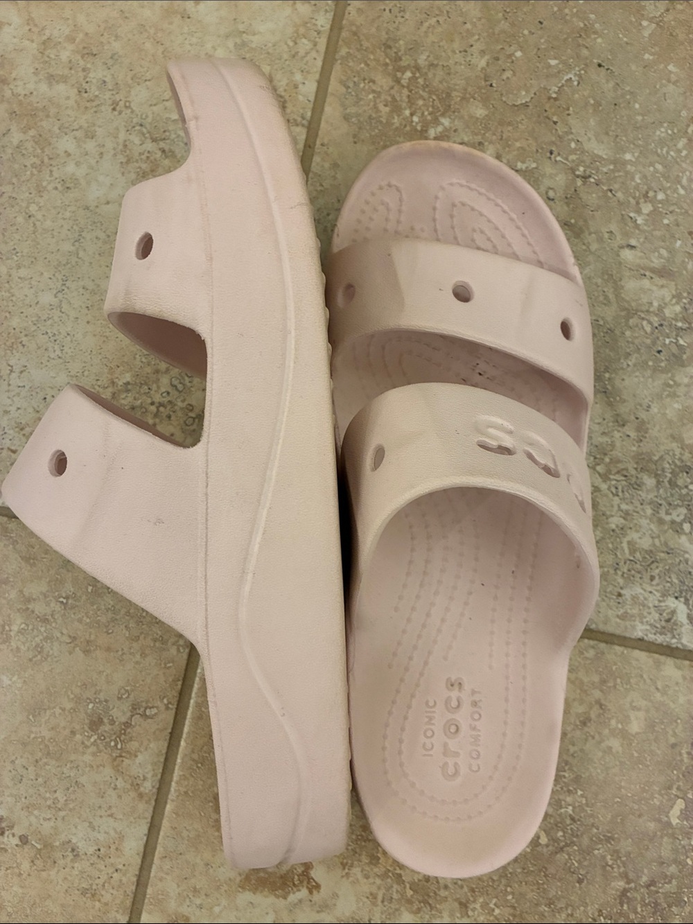 CROCS Women’s Dual-Strap Slide Sandals - Pale Pink